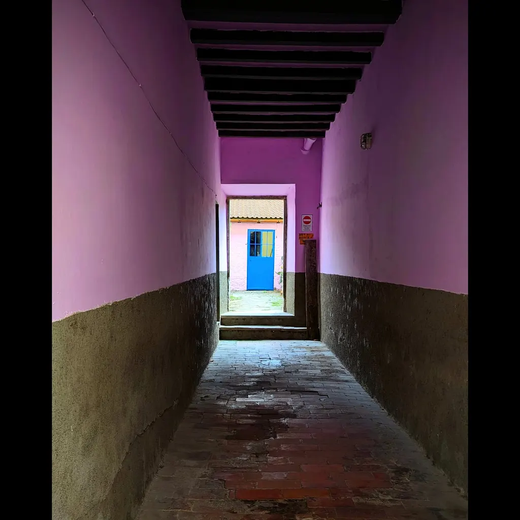 Corridoio rosa, porta blu